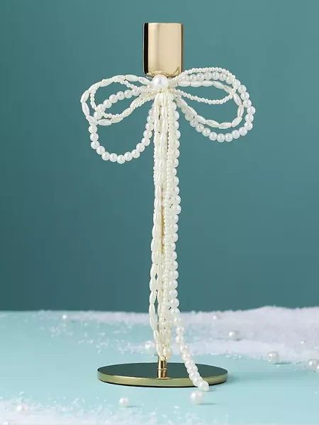 Gold Bow Metal Candleholder